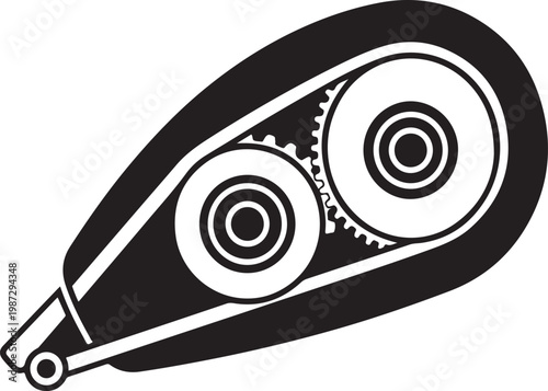 Retro office correction tape dispenser with gears and belt correction dispenser stationery equipment mechanism illustration minimalist isolated handheld ergonomic