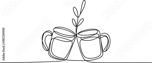 Black and white line of a bicycle with flowers line bicycle