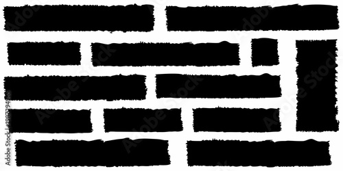 Abstract arrangement of black rectangular shapes on a white background