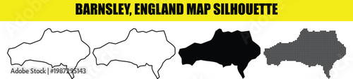 Barnsley england map silhouette collection featuring various artistic styles for travel and geographical purposes.