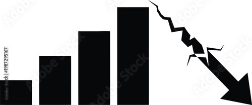 Graphic representation of a declining trend with a broken downward arrow