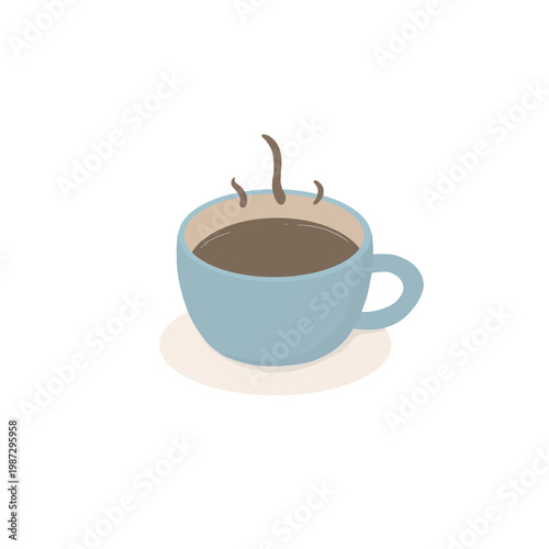 Coffee cup flat design sticker, hot drink mug clipart for planner, journal, social media, cozy aesthetic