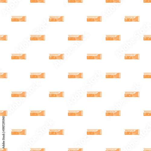 Orange boarding passes creating a seamless pattern illustrating air travel tickets and booking