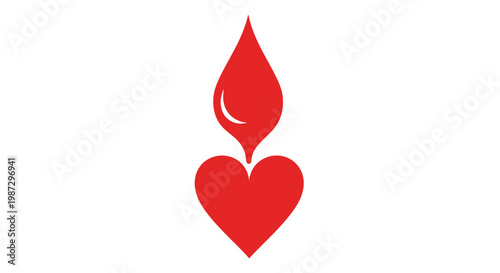 Symbolic red blood drop transforming into a heart, representing vital blood donation, life-saving altruism, and healthcare support concepts