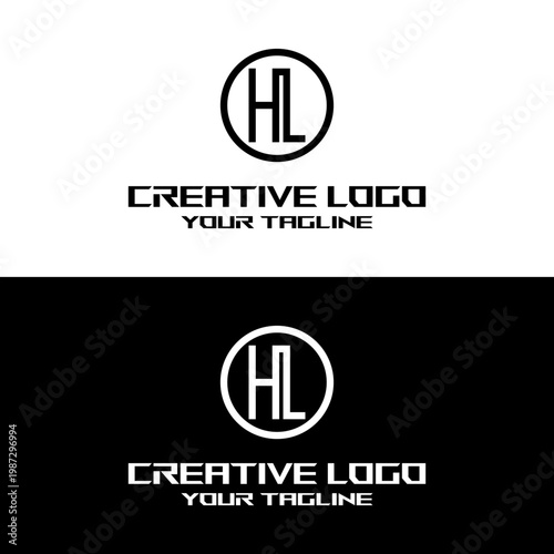 creative letter logo hl design vector