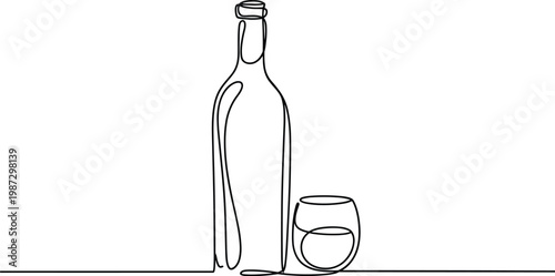 Black and white of a milk bottle and glass dairy