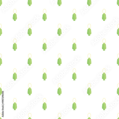 Green tree shaped car air fresheners creating a seamless pattern