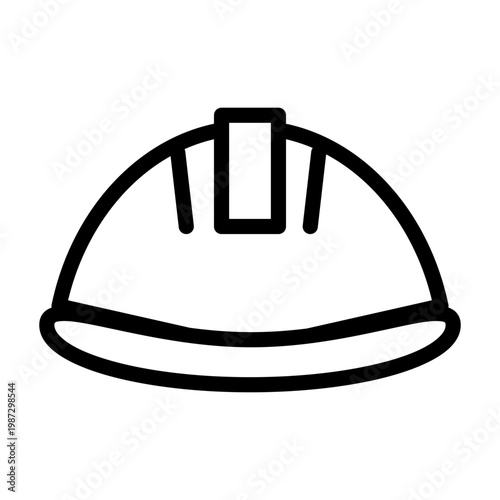 black and white safety helmet vector icon, flat style construction hard hat, isolated on white background. Symbol for builder, contractor, work safety, PPE, or engineer