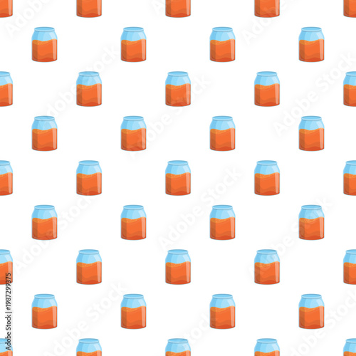 Repeating illustration of sweet fruit jam in glass jars