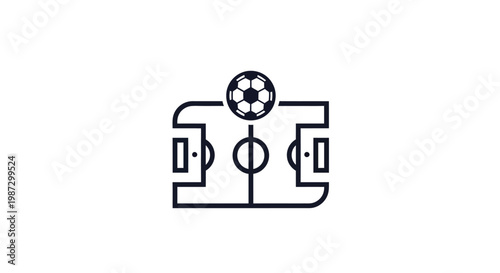 Black line icon of soccer field.
