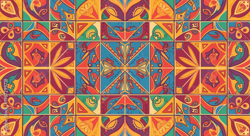 Colorful Moroccan Tiles Pattern: Intricate Geometric and Floral Designs