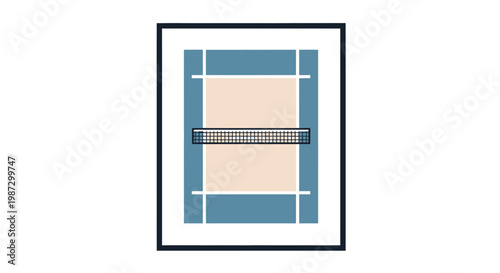 A minimalist illustration of a tennis court.