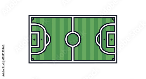 A green soccer field with white markings.