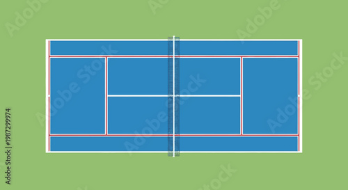 Tennis court with green background.