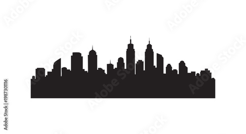 Urban skyline silhouette representing city architecture and modern buildings at distance a graphic representation.