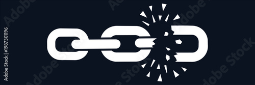 Broken chain link icon symbolizing vulnerability, system failure, and disconnection