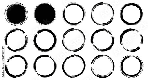 A set of black and white numbers on round button icons featuring a vector circle design and blank bubble frame elements for web sign templates