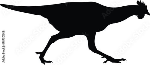 Silhouette of a Chicken Walking with its Legs Extended.