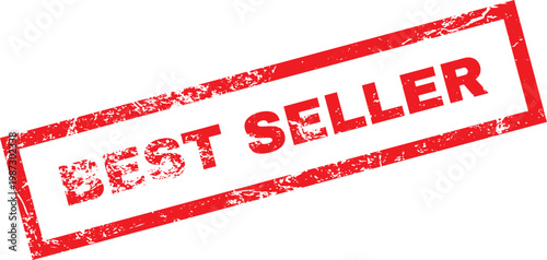 A red best seller stamp on a white background
