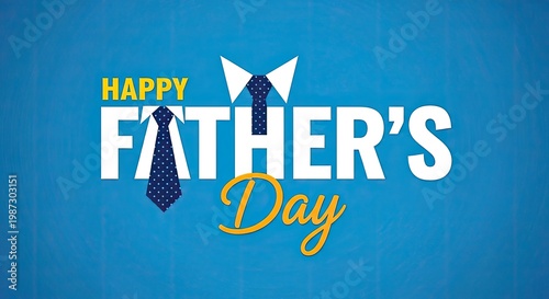 Happy fathers day typographic design with ties on blue background