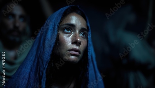 The grieving Mary Magdalene at the tomb of Jesus.
