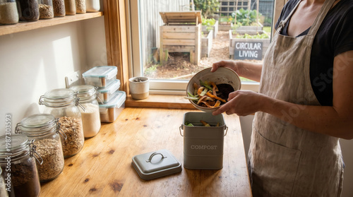 Compost container kitchen gardening sustainability backyard living eco friendly organic waste recycling healthy lifestyle