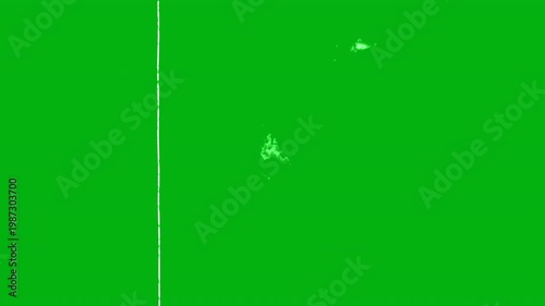 vintage film overlay effect loops continuously across a bright green screen, featuring erratic white scratches and scattered dust particles designed for seamless chroma key compositing workflows 4K