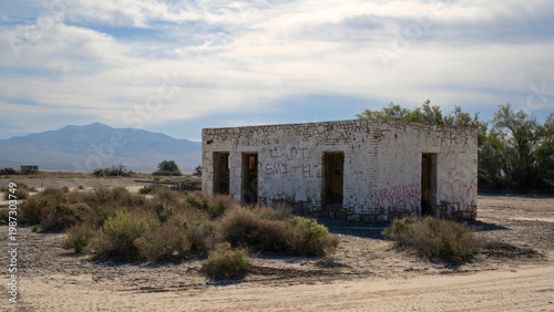 Solitary Stone Masonry Outpost in Remote California Desert Landscape