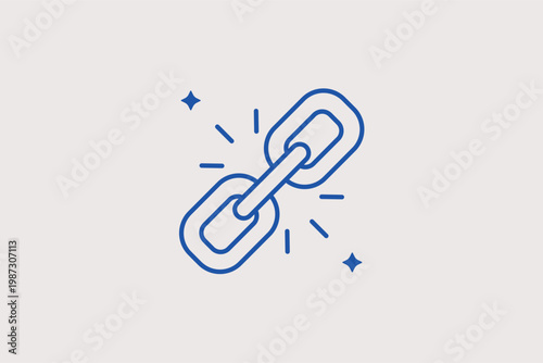 Linked chain symbols line icon for hyperlink creation and networking connectivity. Connected Vector Illustration for SEO backlink strategies and partnership referral programs.