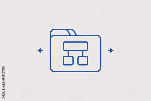 Folder with hierarchy line icon for file organization and system directory structures. Organized Vector Illustration for project management tools and developer data storage.