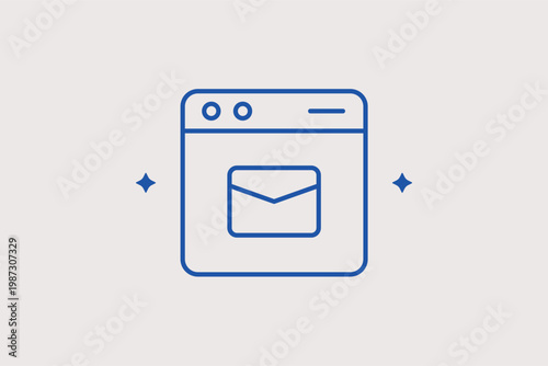 Browser with email symbol line icon for webmail services and digital newsletter marketing. Communicative Vector Illustration for contact pages and business inbox management.