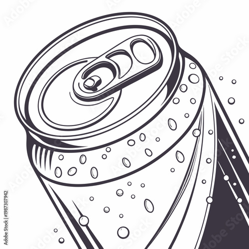 Cold soda can with droplets isolated on white background vector illustration