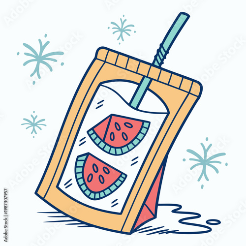 Frozen juice pouch isolated on white background vector illustration