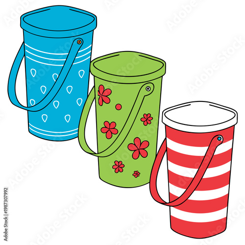 Plastic picnic cups isolated on white background vector illustration
