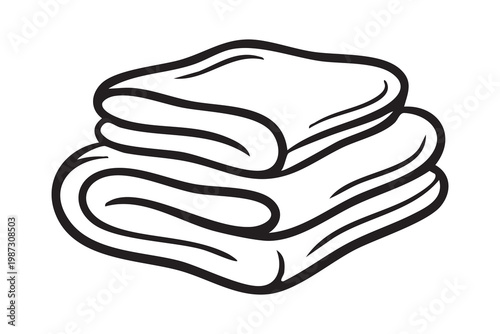 Soft folded textiles create inviting atmosphere. Plush fabric layers arranged tidily for welcoming ambiance. Carefully folded soft linen enhances comfort and tranquility in hotel or home settings