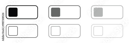 On and off toggle switch buttons in material design. A set of modern switch buttons for UI elements, apps, and websites. Clean and minimal vector illustration. EPS 10 .
