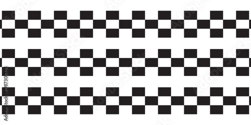 Black and white checkered rectangular frame. Square racing checkerboard pattern. Chessboard geometric pattern. Rally checkerboard pattern.