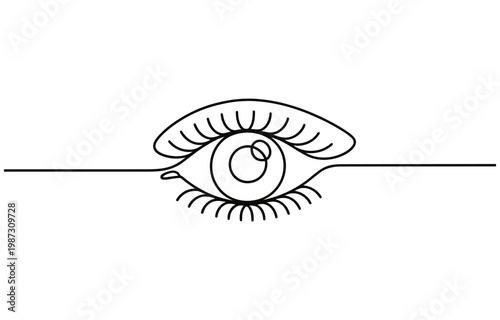 Eyes continuous one line drawing outline vector icon, Hand drawn human eye with wave lines.