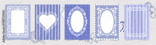 Mediterranean style Whimsical lace frames with tulle frills inspired by Italian home vintage, kitchen aesthetic in grandma core. For food branding, social media, packaging, recipes, cozy lifestyle
