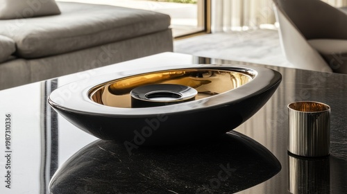 Decorative bowl on dark surface