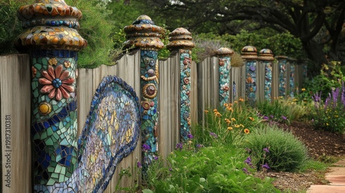 Decorative fence in garden setting