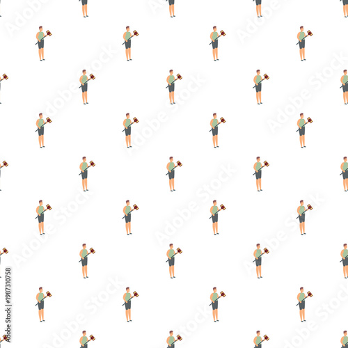 Strongman athlete training with giant hammer seamless pattern