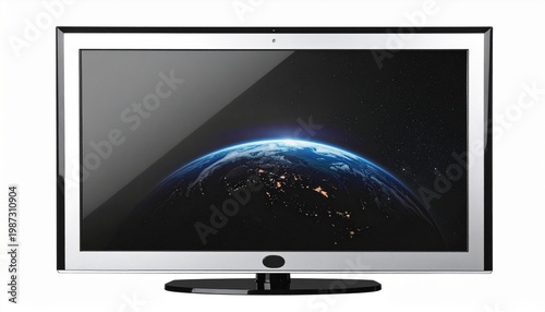 Flat Screen Television blank screen Global Connectivity Technology Visuals