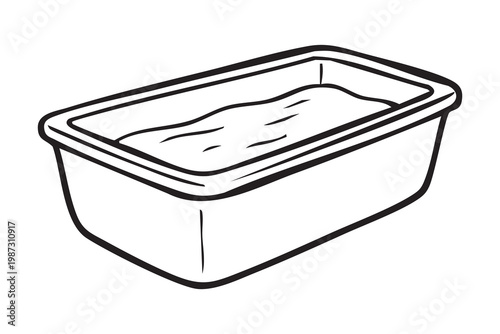 Rectangular wash tub filled with water for soaking and handwashing, conveying practical cleaning and gentle garment care simple basin silhouette evokes household chores, delicate laundry rituals,