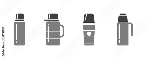 Thermos flask vector set with sleek and practical designs.
