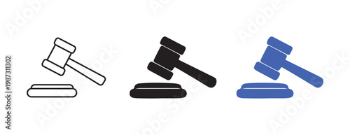  Gavel Justice Law Vector Icon Set