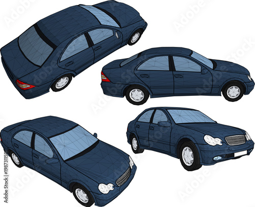 Vector sketch illustration of a transportation vehicle design for a modern classic retro vintage family minibus sport sedan car