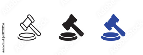 Gavel Court Decision Vector Icon Set