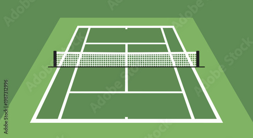 Tennis court with net illustration.