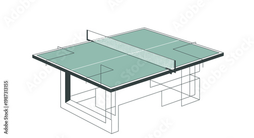 A 3D rendering of a ping pong table.